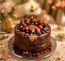 Chocolate cake topped with berries